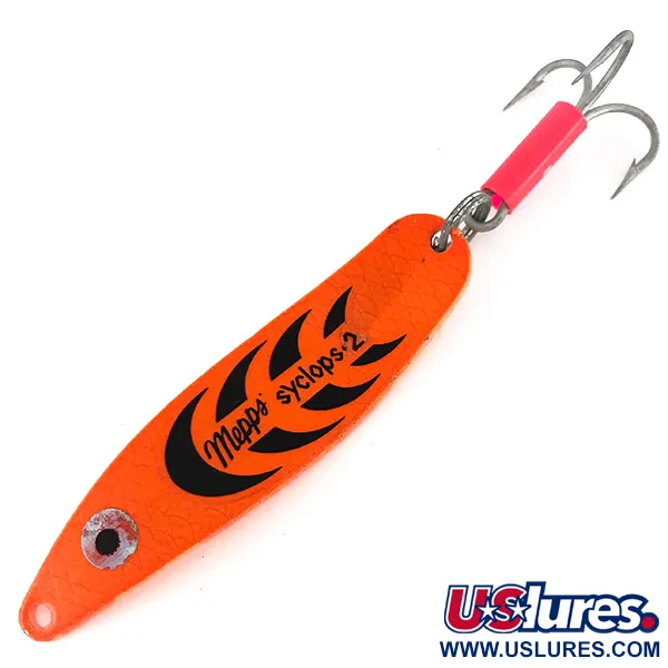Vintage   Mepps Syclops 2, 3/5oz Fluorescent Orange fishing spoon #7695