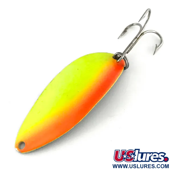 Vintage  Seneca Little Cleo (Hula Girl) UV, 1/2oz Yellow / Orange / Nickel fishing spoon #7723