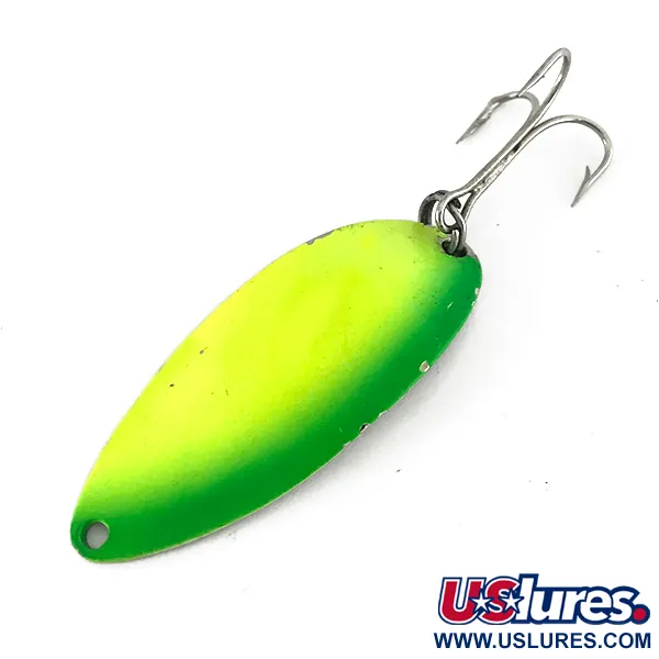 Vintage  Seneca Little Cleo (Hula Girl) UV, 1/2oz Yellow / Green fishing spoon #7725