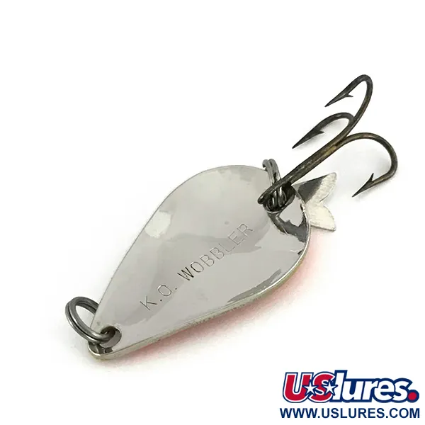 Vintage  Acme K.O. Wobbler, 1/4oz Nickel / Orange fishing spoon #7727