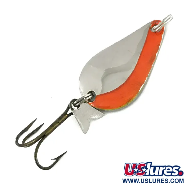 Vintage  Acme K.O. Wobbler, 1/4oz Nickel / Orange fishing spoon #7727