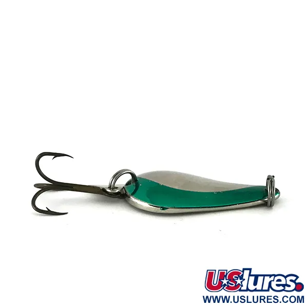 Vintage  Acme K.O. Wobbler, 1/2oz Nickel / Green fishing spoon #7728