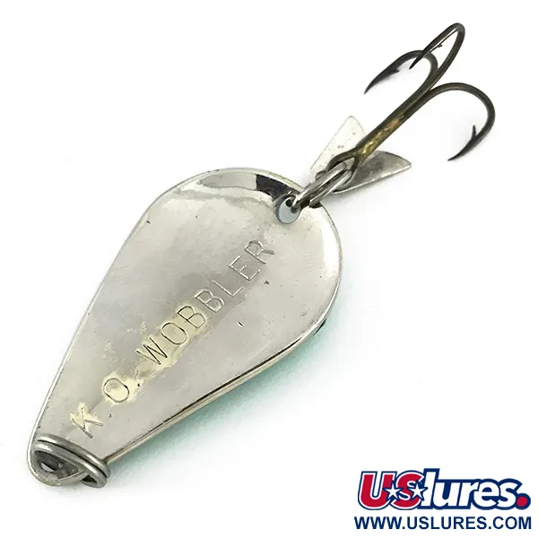 Vintage  Acme K.O. Wobbler, 1/2oz Nickel / Green fishing spoon #7728