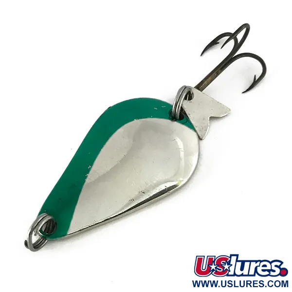 Vintage  Acme K.O. Wobbler, 1/2oz Nickel / Green fishing spoon #7728