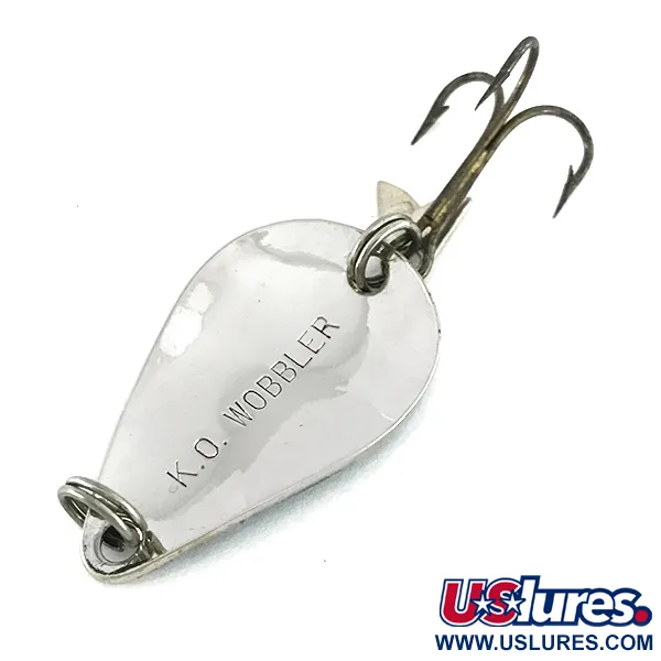 Vintage  Acme K.O. Wobbler, 1/4oz Nickel / Blue fishing spoon #7729