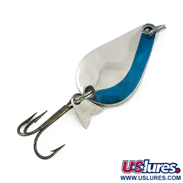 Vintage  Acme K.O. Wobbler, 1/4oz Nickel / Blue fishing spoon #7729