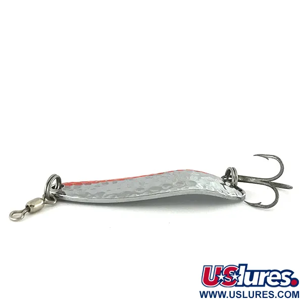 Vintage  Luhr Jensen Krocodile Die #3 UV, 1/3oz Hammered Nickel / Red fishing spoon #7735