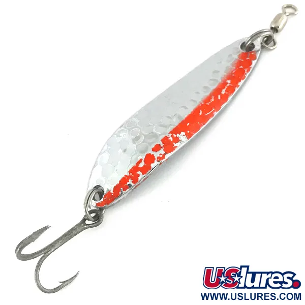 Vintage  Luhr Jensen Krocodile Die #3 UV, 1/3oz Hammered Nickel / Red fishing spoon #7735