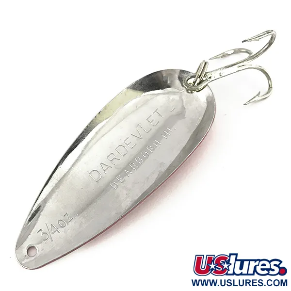 Vintage  Eppinger Dardevle Dardevlet , 3/4oz Red / White / Nickel fishing spoon #7738