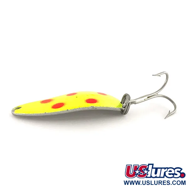 Vintage  Seneca Little Cleo UV, 1/4oz Yellow / Red / Nickel fishing spoon #7760