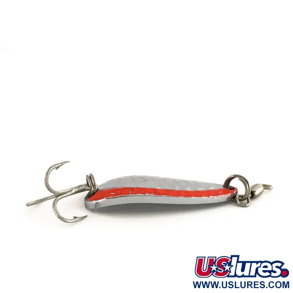 Vintage  Luhr Jensen Krocodile UV, 1/3oz Hammered Nickel / Red fishing spoon #7764