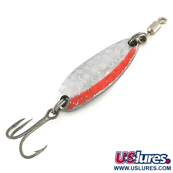  Luhr Jensen Krocodile UV, 1/4oz Hammered Nickel / Red fishing spoon #7766