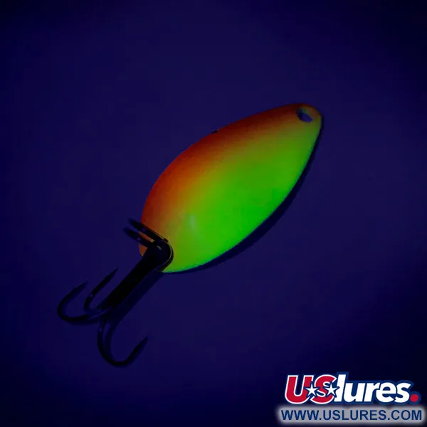 Vintage  Seneca Little Cleo UV, 3/16oz Yellow / Orange / Nickel fishing spoon #7782