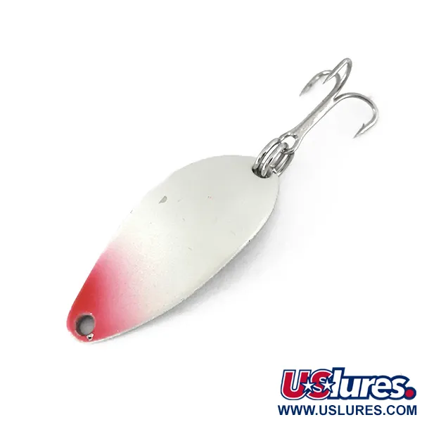 Vintage  Seneca Little Cleo, 3/16oz White Pearl / Red / Nickel fishing spoon #7784