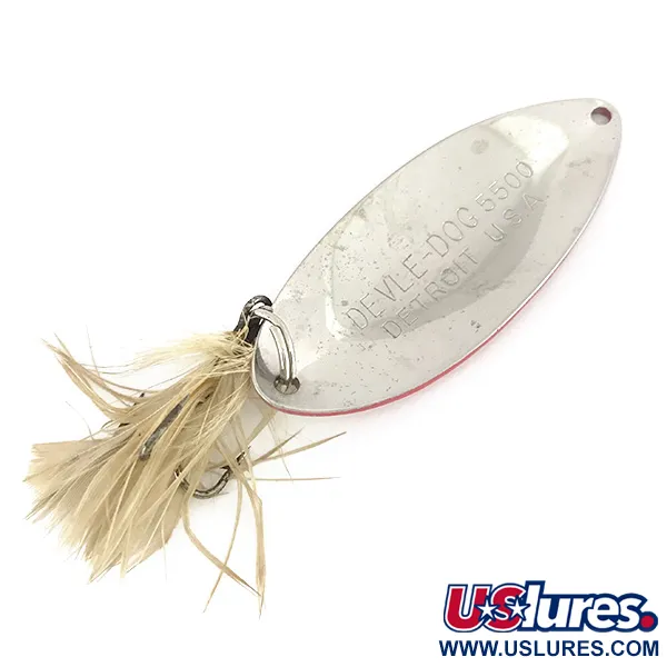 Vintage  Eppinger Dardevle Devle Dog 5500, 3/4oz Red / White / Nickel fishing spoon #7791