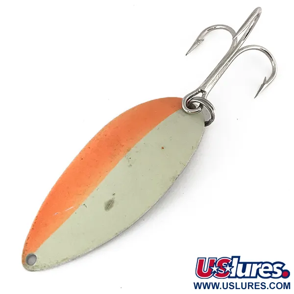 Vintage   Acme Little Cleo Glow, 3/4oz Orange / White / Nickel fishing spoon #7823
