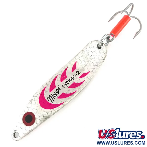 Vintage   Mepps Syclops 2, 3/5oz Silver / Pink fishing spoon #7897