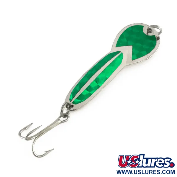 Vintage  Glen Evans Loco 3, 3/5oz Nickel / Green fishing spoon #7900