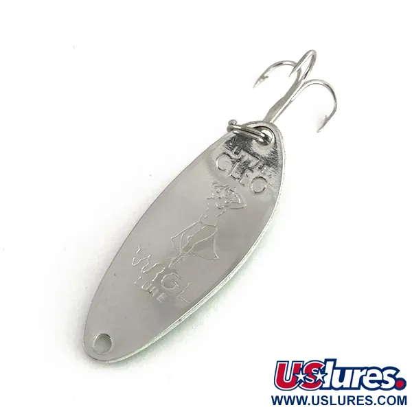 Vintage  Seneca Little Cleo (Hula Girl) Glow , 1/3oz Green / White / Nickel fishing spoon #7930