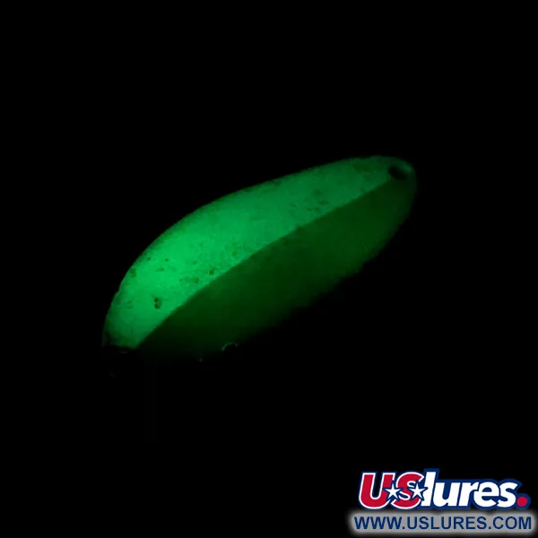 Vintage  Seneca Little Cleo (Hula Girl) Glow , 1/3oz Green / White / Nickel fishing spoon #7930