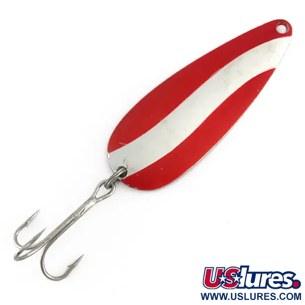 Vintage  Worth Chippewa Steel Spoon, 1/2oz Red / White / Nickel fishing spoon #7934