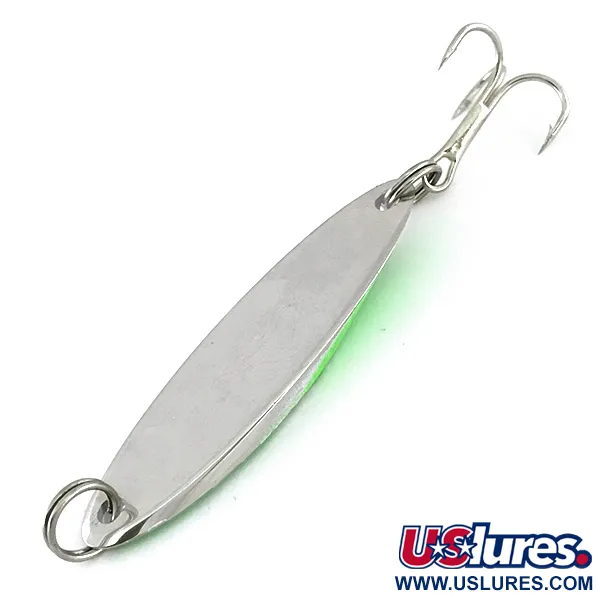 Vintage  Acme Kastmaster UV, 3/8oz Nickel / Fluorescent Green fishing spoon #7961