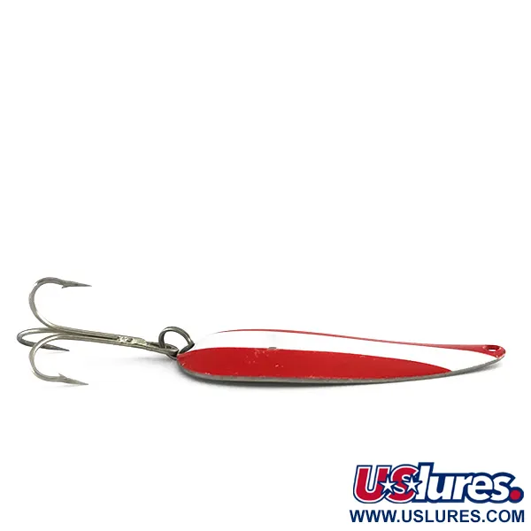 Vintage   Worth Chippewa , 1/2oz Red / White / Nickel fishing spoon #7999