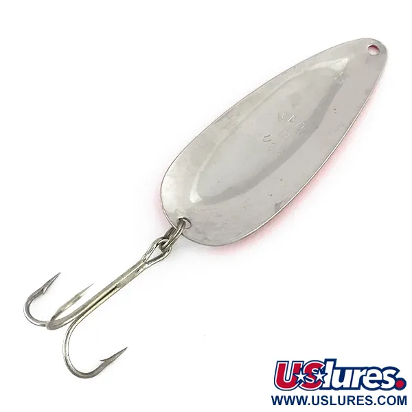 Vintage   Worth Chippewa , 1/2oz Red / White / Nickel fishing spoon #7999