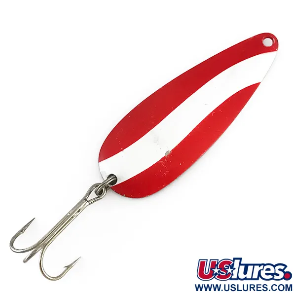 Vintage   Worth Chippewa , 1/2oz Red / White / Nickel fishing spoon #7999