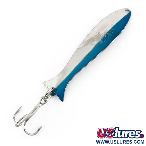 Vintage   Acme Flash-King Wobbler , 3/16oz Nickel / Blue fishing spoon #8026