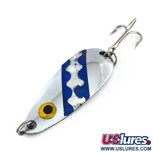 Vintage   Moriyama, 1/4oz Nickel / Blue fishing spoon #8088