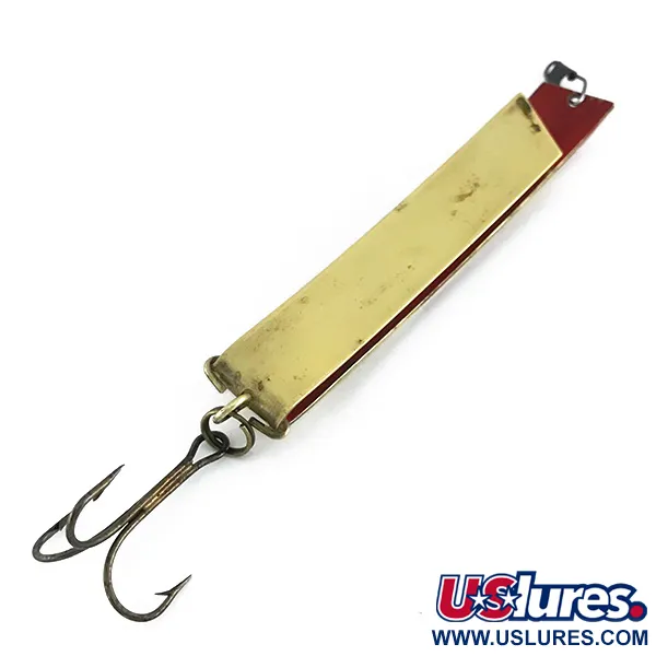 Vintage  Luhr Jensen Super-Duper 516, 2/3oz Brass / Red fishing spoon #8096