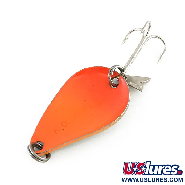 Vintage  Acme K.O. Wobbler, 1/4oz Nickel / Orange fishing spoon #8105