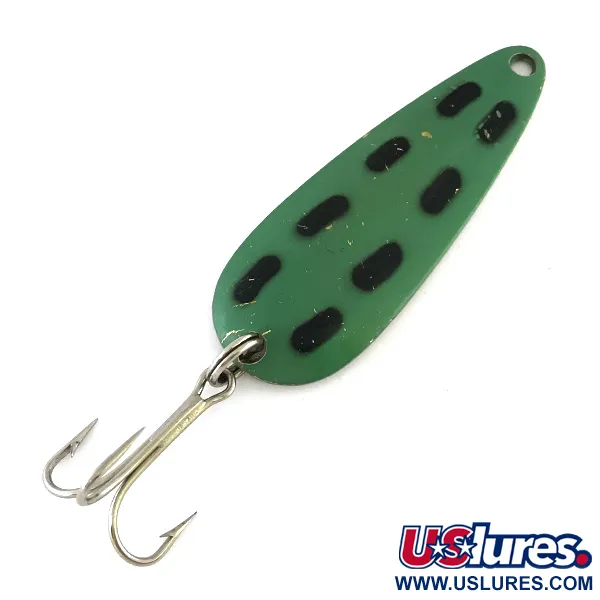 Vintage   Len Thompson #2, 1oz Green / Brass fishing spoon #8107