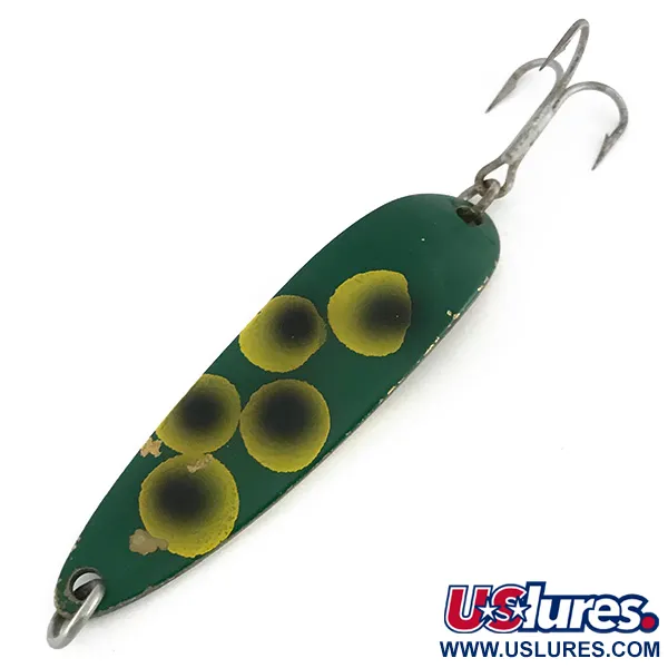 Vintage  Luhr Jensen Krocodile Die #5, 1oz Frog / Brass fishing spoon #8110