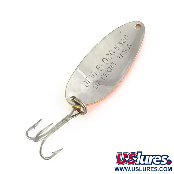  Eppinger Dardevle Devle Dog 5300, 1/3oz Yellow / Orange / Nickel fishing spoon #8114