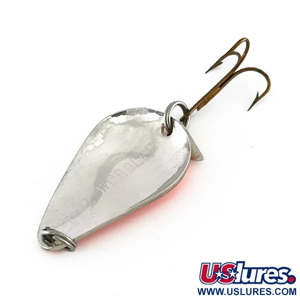 Vintage  Acme K.O. Wobbler, 1/2oz Nickel / Orange fishing spoon #8115