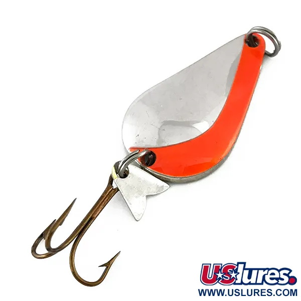 Vintage  Acme K.O. Wobbler, 1/2oz Nickel / Orange fishing spoon #8115