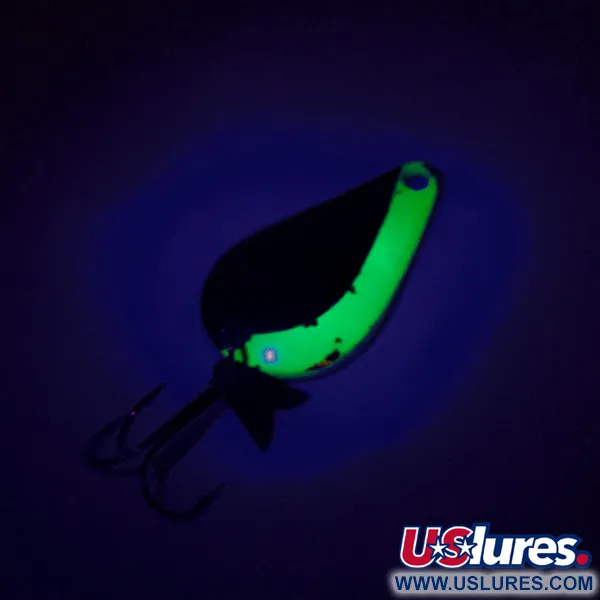 Vintage  Acme K.O. Wobbler UV, 1/4oz Nickel / Green fishing spoon #8147