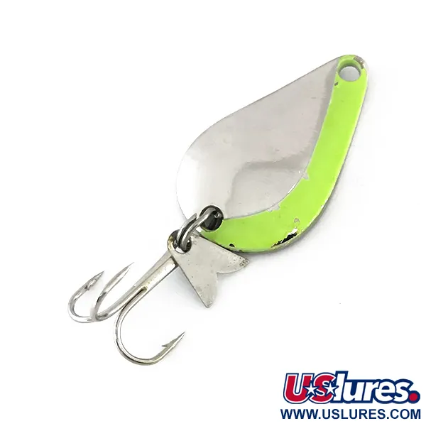 Vintage  Acme K.O. Wobbler UV, 1/4oz Nickel / Green fishing spoon #8147