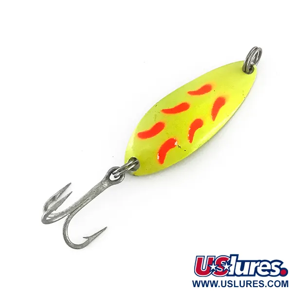 Vintage  Luhr Jensen Little Jewel UV, 1/3oz Yellow / Red fishing spoon #8151