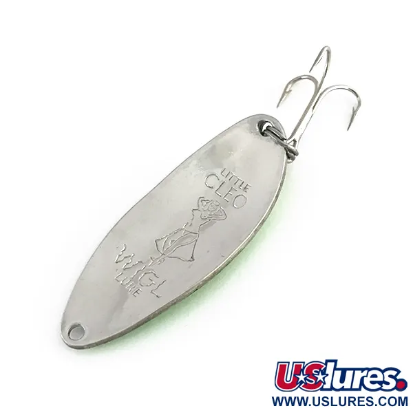 Vintage  Seneca Little Cleo (Hula Girl), 1/2oz Nickel / Green fishing spoon #8158