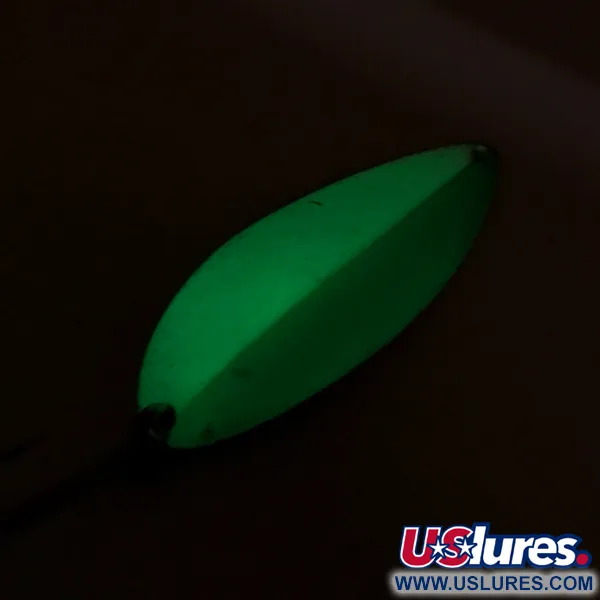 Vintage   Acme Little Cleo Glow, 3/4oz White / Green / Nickel fishing spoon #8171