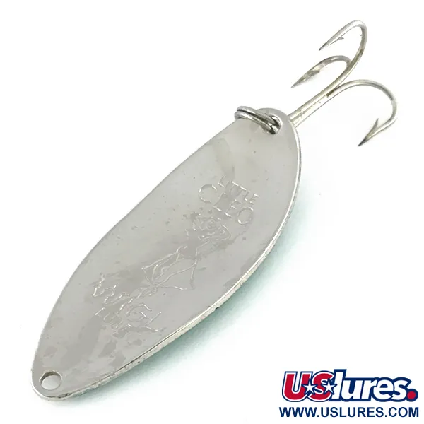 Vintage  Seneca Little Cleo (Hula Girl), 1/2oz Nickel / Green fishing spoon #8172