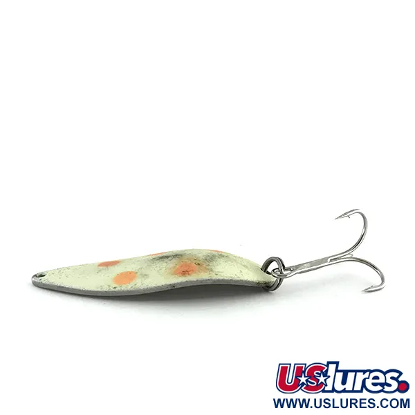 Vintage  Seneca Little Cleo (Hula Girl) Glow, 3/4oz White / Pink / Nickel fishing spoon #8174