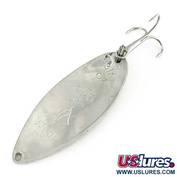 Vintage  Seneca Little Cleo (Hula Girl) Glow, 3/4oz White / Pink / Nickel fishing spoon #8174