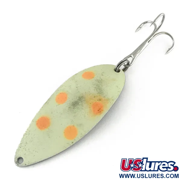 Vintage  Seneca Little Cleo (Hula Girl) Glow, 3/4oz White / Pink / Nickel fishing spoon #8174