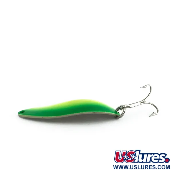 Vintage  Seneca Little Cleo (Hula Girl) UV, 1/2oz Yellow / Green / Nickel fishing spoon #8189