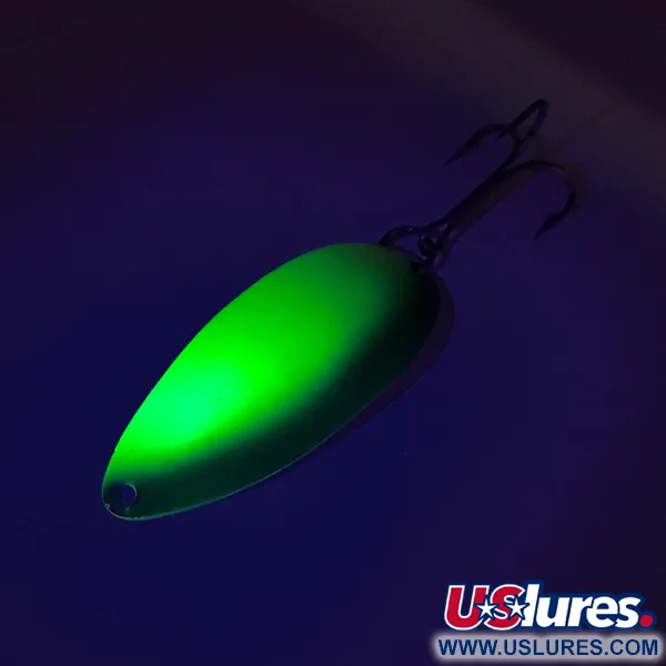 Vintage  Seneca Little Cleo (Hula Girl) UV, 1/2oz Yellow / Green / Nickel fishing spoon #8189