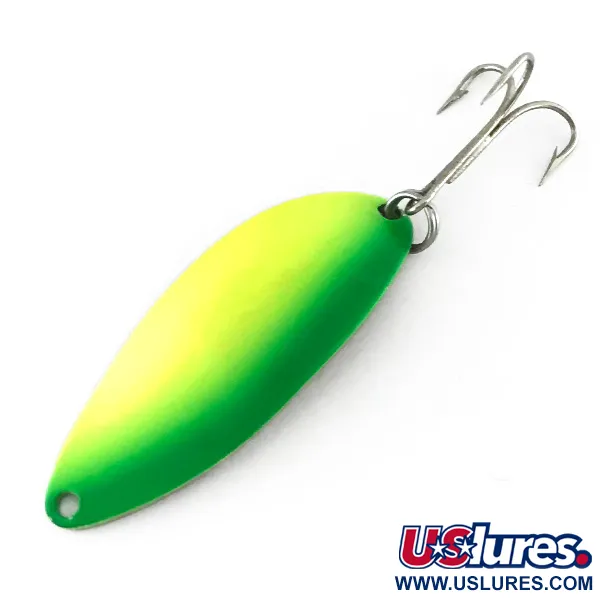 Vintage  Seneca Little Cleo (Hula Girl) UV, 1/2oz Yellow / Green / Nickel fishing spoon #8189